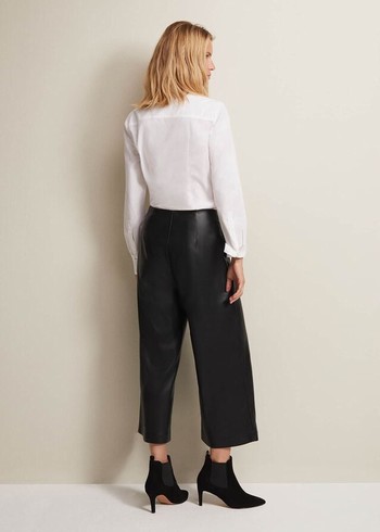 Phase Eight Emeline Faux Leather Culottes Trousers Black Australia | ST0841265